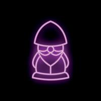 Neon sign representing a smiling garden gnome with a long beard wearing a pointed hat vector