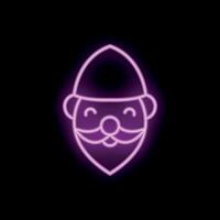 Neon sign showing a smiling santa claus on black background vector