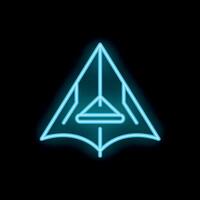 Neon blue glowing symbol of a simple kite flying toy vector