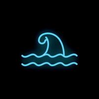 Neon wave breaking in ocean on black background vector