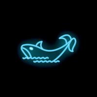 Neon shark jumping out of water with palm tree growing out of its fin vector