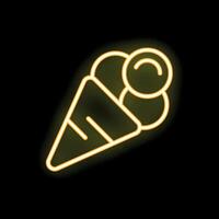 Neon style ice cream cone shining on dark background vector