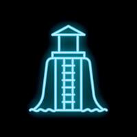 Glowing neon line playground slide on the dark background vector