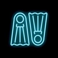 Neon sign showing flippers for diving in blue color vector