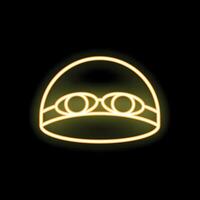 Neon swimming goggles and cap icon for pool and swimmers vector