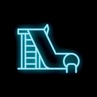 Neon sign of a playground slide glowing on a brick wall vector