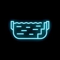 Neon swimming pool icon glowing on dark background vector
