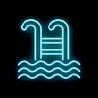 Neon sign depicting swimming pool ladder and water surface vector