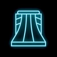 Glowing neon line icon of the hoover dam on black background vector