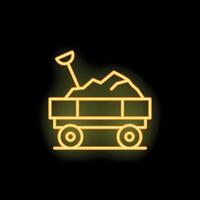Mining cart with shovel and coal representing coal mining industry vector