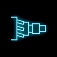Neon icon of car part constant velocity joint shining in blue vector