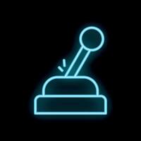 Neon blue lever switching on with sparkles on black background vector