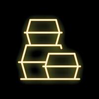 Neon icon of wooden bee hives with honeycombs for apiary vector