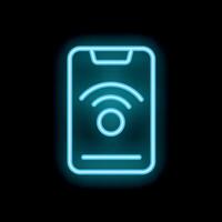 Smartphone showing wifi signal neon style icon vector