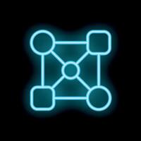 Neon blue blockchain network connecting nodes icon vector