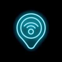 Neon wifi spot showing internet connection point vector
