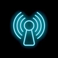 Neon wifi icon glowing on dark background representing wireless network connection vector