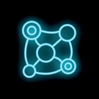 Neon blue network connecting circles on black background vector