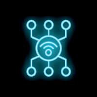 Neon wifi icon representing internet connection and network vector