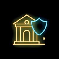 Neon shield protecting university building at night vector
