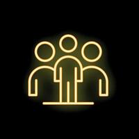 Neon icon of three people standing together as a team vector