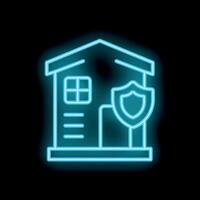 Glowing neon style icon representing home security system vector