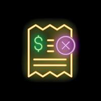 Neon sign showing canceled payment with dollar symbol and cross mark vector