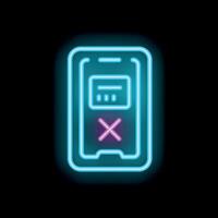 Neon smartphone showing error message on dark background vector