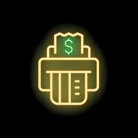 Neon sign of credit card being inserted into pos terminal for payment vector