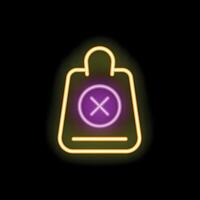 Neon sign showing a shopping bag with a cross in a circle on black background vector
