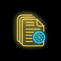 Neon icon of documents showing time management concept vector