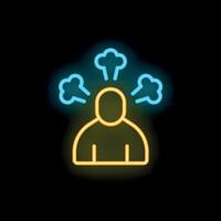 Neon style icon showing person getting angry vector