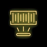 Neon yellow container cargo being scanned by security system vector