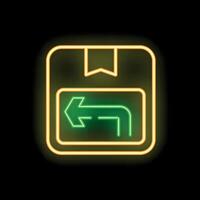Neon yellow gps navigation showing route with left turn sign vector