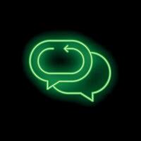 Neon green speech bubble with rotating arrow on black background vector