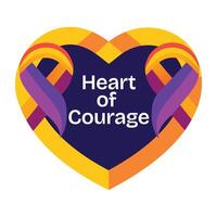 Heart of courage typography sticker in flat style vector