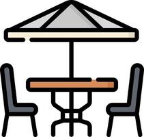 Outdoor table and chairs with umbrella illustration vector