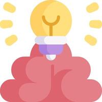 A light bulb is shining on a brain vector