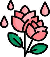 A pink flower with rain drops on it vector