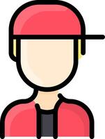 A man wearing a red cap and a red shirt vector
