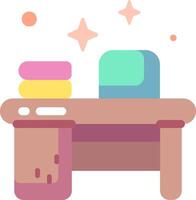 A desk with a chair and a stack of books vector
