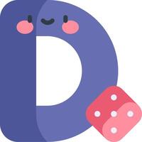 A letter d with a dice and a smiley face vector