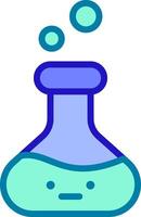 A cartoon flask with bubbles and a face vector
