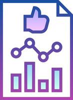 A purple and blue icon with a thumb up and a graph vector