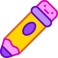 A cartoon pencil with a purple and yellow handle vector