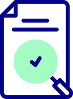 A document with a magnifying glass and a tick vector