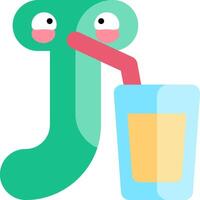 A snake drinking from a glass with a straw vector