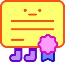 A certificate with a pink ribbon and a smiley face vector