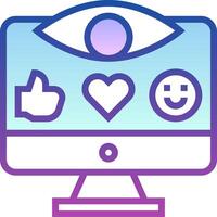 A computer monitor with a smiley face, heart and a smiley face vector