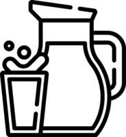 A pitcher and glass of water are shown in a line vector